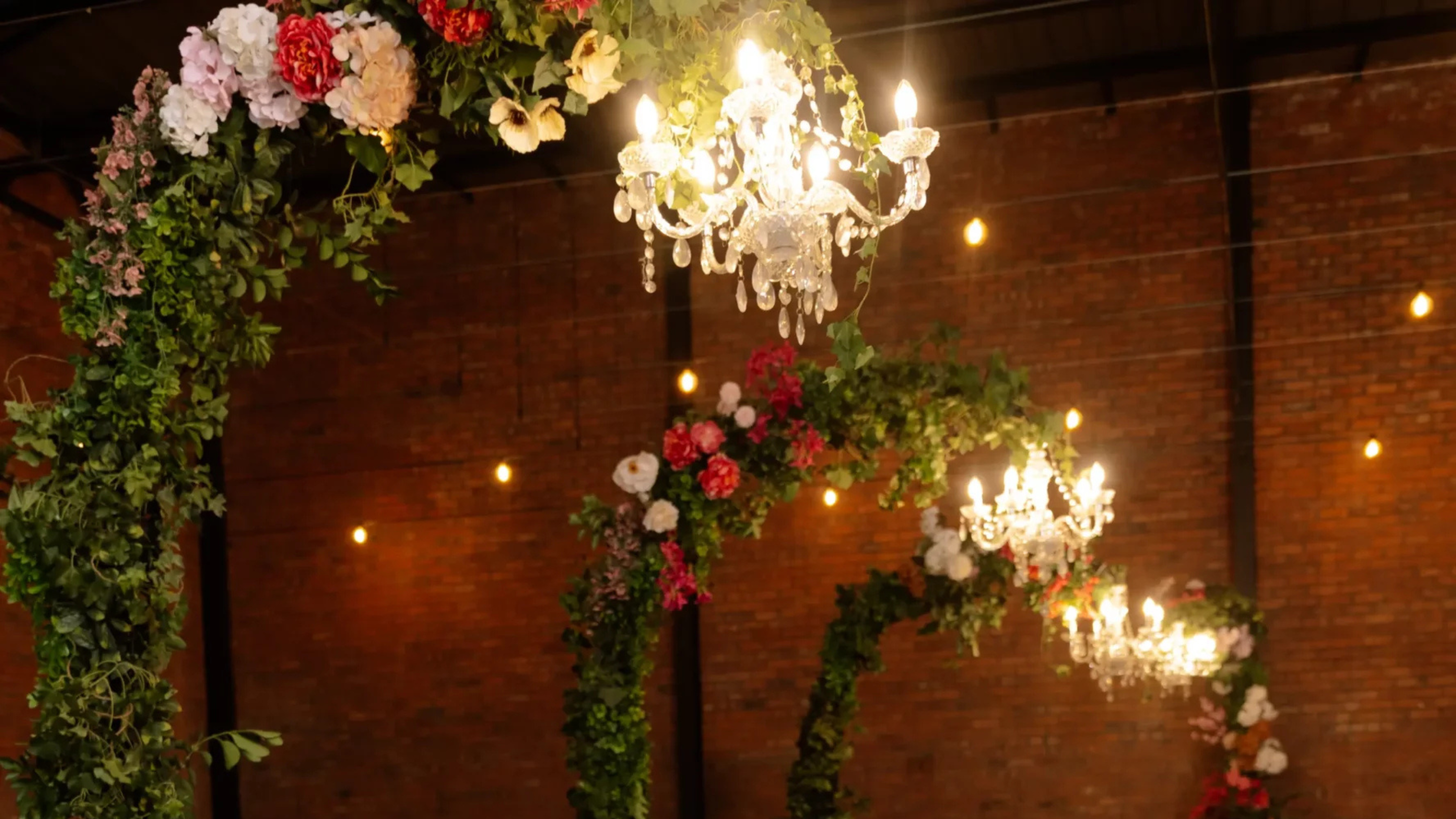Wedding decor with chandelier